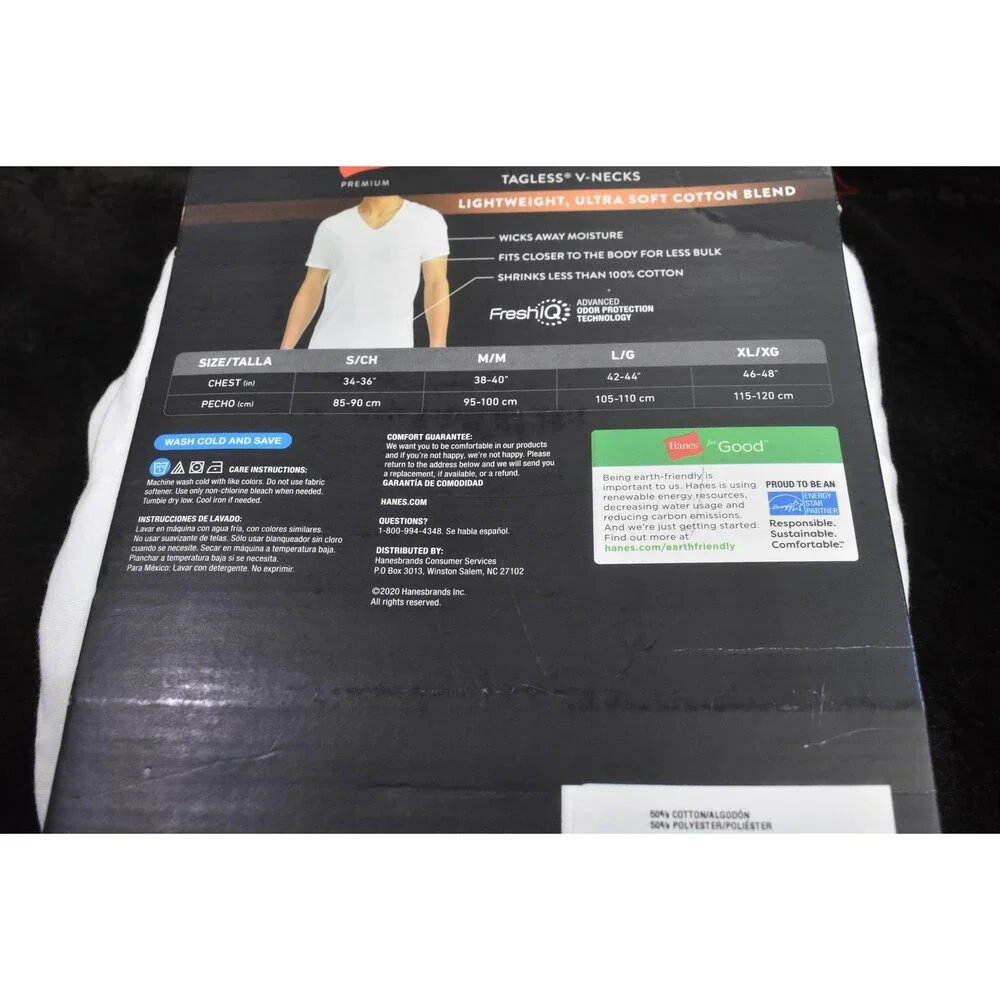 Hanes Premium Shirt Mens Small White Slim Fit V Neck Tagless Undershirt 4 Pack